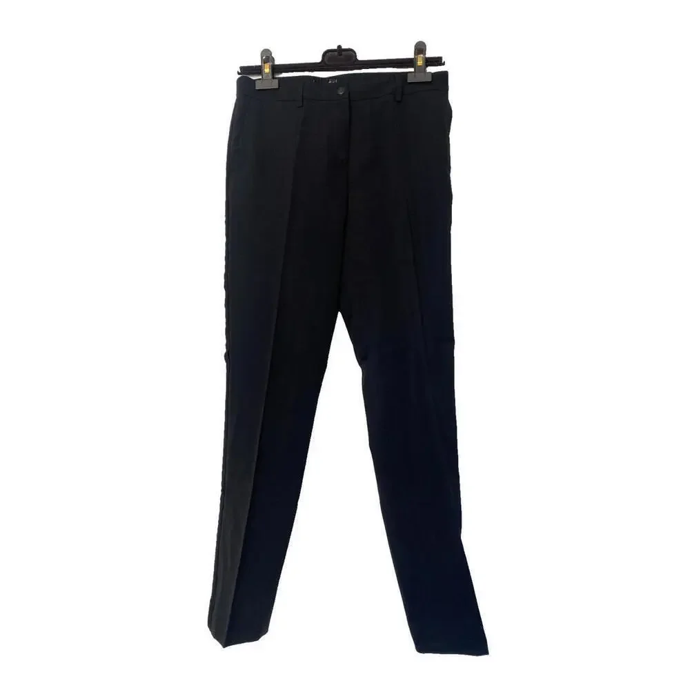 Vintage 04A Chanel FR-36/38 Pants Black Wool Silk Tuxedo Detail Trousers 2004